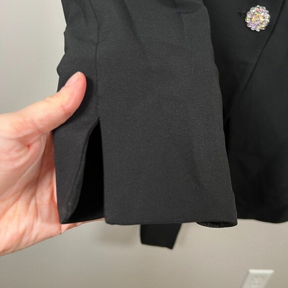 VTG Lily & Taylor Asymmetric Evening Jacket Size 8 Black Rhinestones Church - Picture 7 of 10